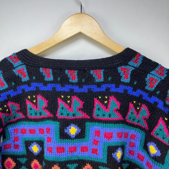 Vintage 80s LL Bean Cardigan Knit Sweater Unisex Large Wool - Picture 12 of 13